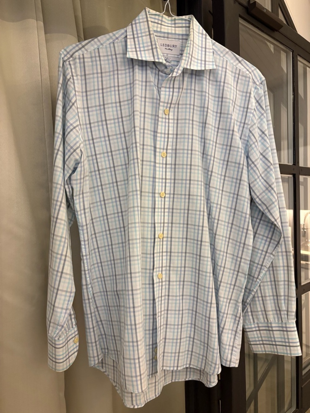 Ledbury Men’s Light Blue Plaid Dress Shirt